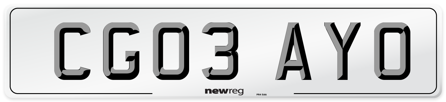 CG03 AYO Number Plate from New Reg